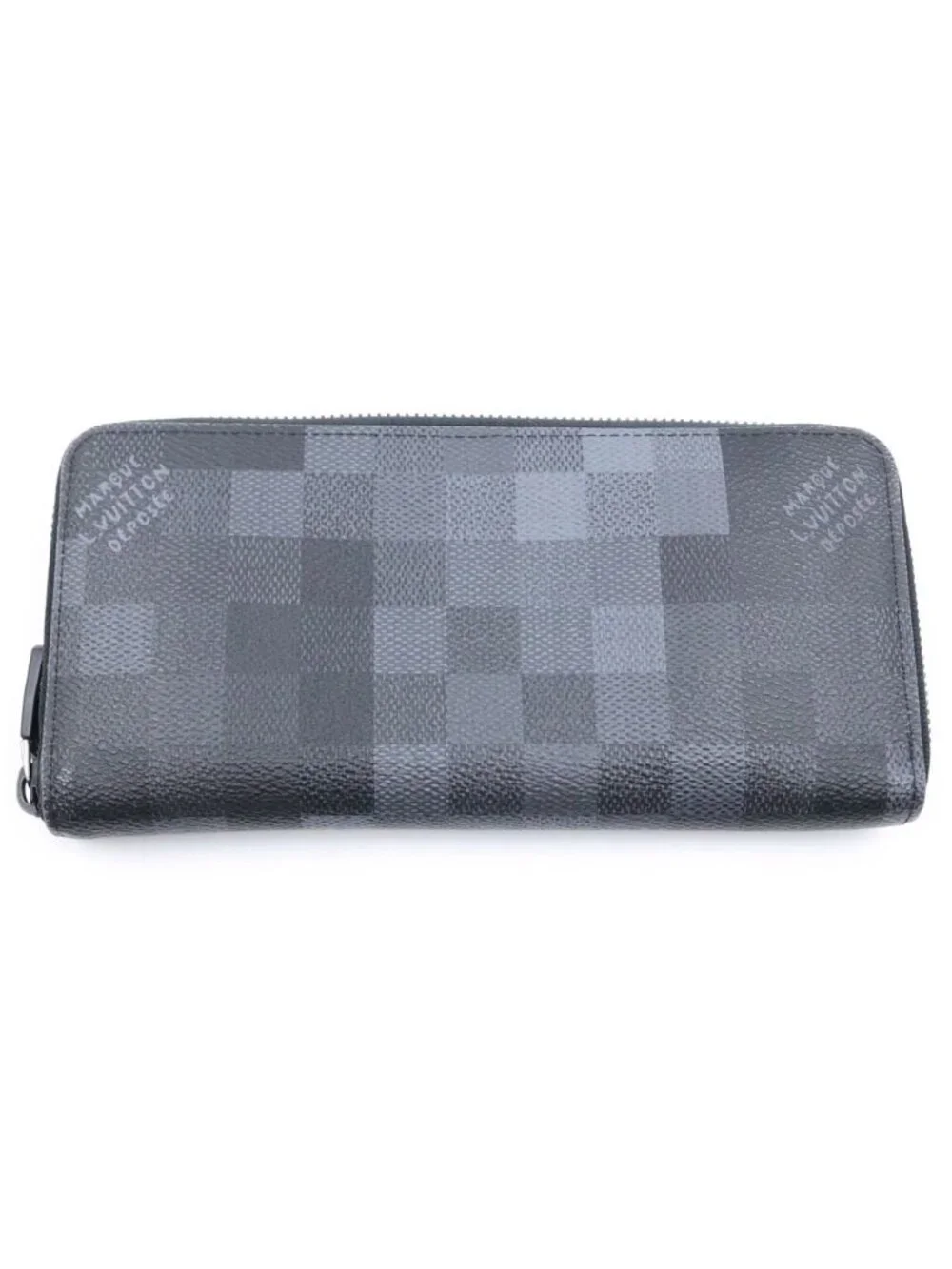 Louis Vuitton Damoflage Zippy Wallet Horizontal Card Case Black Leather